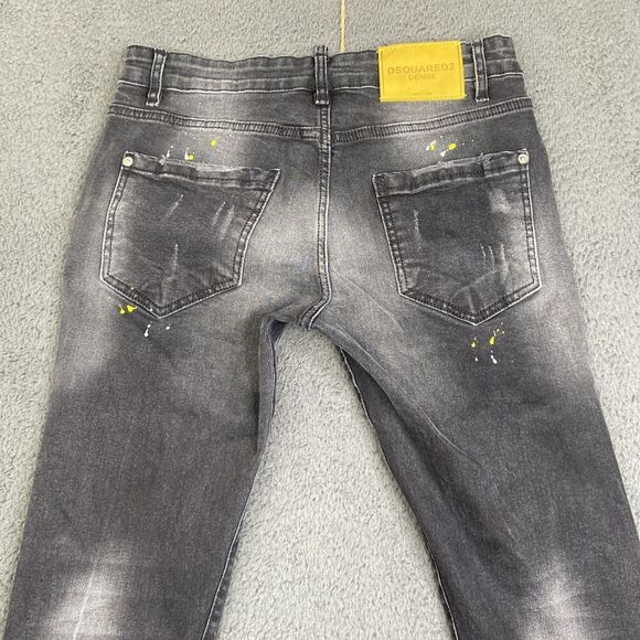 Dsquared2 Jeans Mens 30 Black Distressed Paint Splatter Slim Fit Made in Italy - Picture 14 of 15